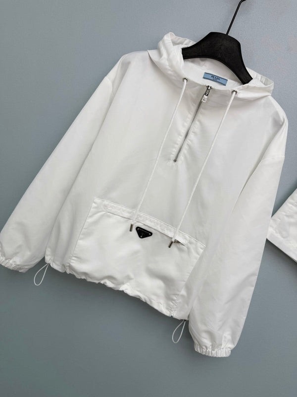 Prada Half-zip Pullover Top and Shorts White in Polyester 234857