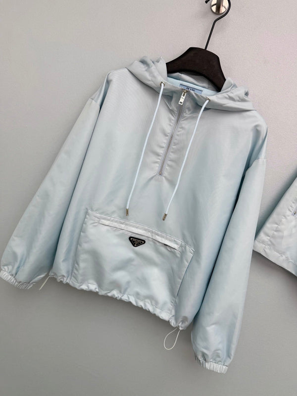 Prada Half-zip Pullover Top and Shorts Light Blue in Polyester 234855