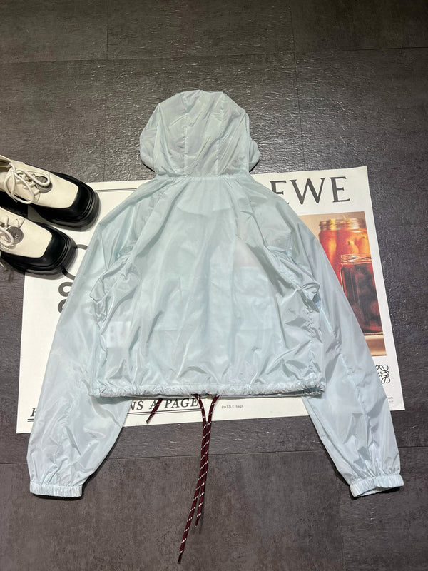 Prada Lightweight Sun Protection Windbreaker Jacket  Light Blue in Polyester 234570