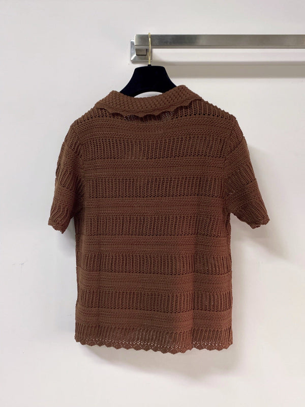 Miu Miu Cardigan Short-sleeve Shirt Brown in Wool 252211