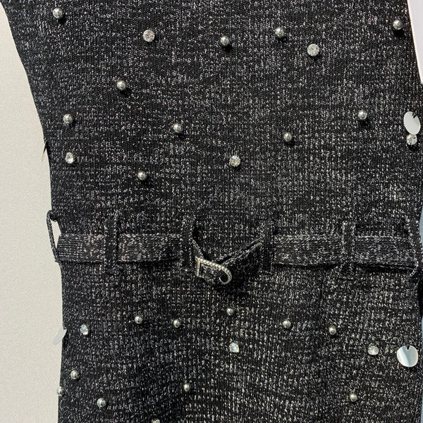 Chanel 26 Black Rhinestone Camisole in Wool 254174