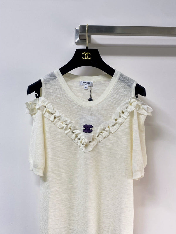 Chanel 26 Short-Sleeve T-Shirt Cream in Acrylic 252223