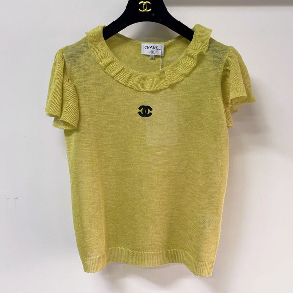Chanel Short-Sleeve T-Shirt Light Yellow-green in Wool 252206