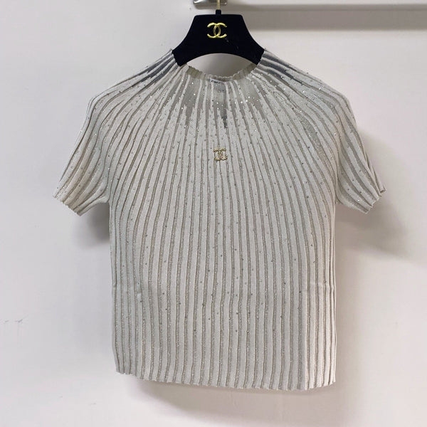 Chanel Short-Sleeve T-Shirt Light Gray in Tencel 252165