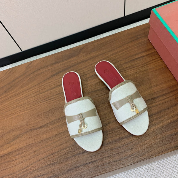 LP Color-blocked Sandals Off-white Taupe in Canvas 703246