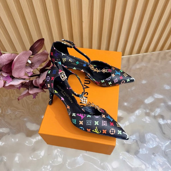 LV 6AM Slingback Pump 65 Black in Monogram Cowhide 703072