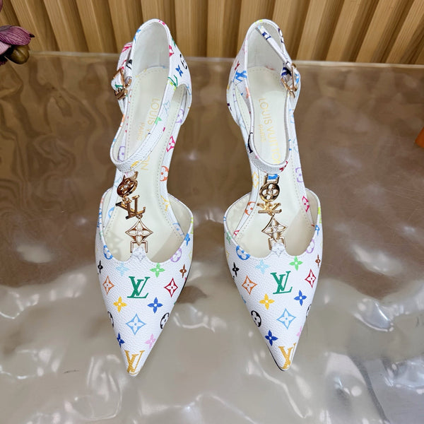 LV 6AM Slingback Pump 65 White in Monogram Cowhide 703071