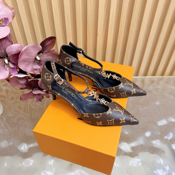 LV 6AM Slingback Pump 65 Brown in Monogram Cowhide 703070