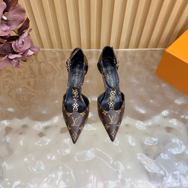 LV 6AM Slingback Pump 65 Brown in Monogram Cowhide 703070
