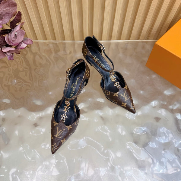 LV 6AM Slingback Pump 65 Brown in Monogram Cowhide 703070