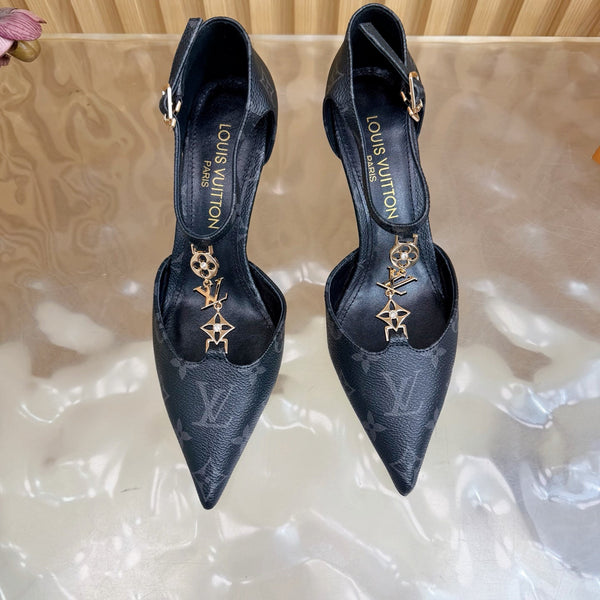 LV 6AM Slingback Pump 65 Black in Monogram Cowhide 703069