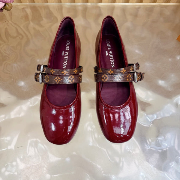 LV Romy Flat Ballerina Bordeaux Red in Patent Leather 703058