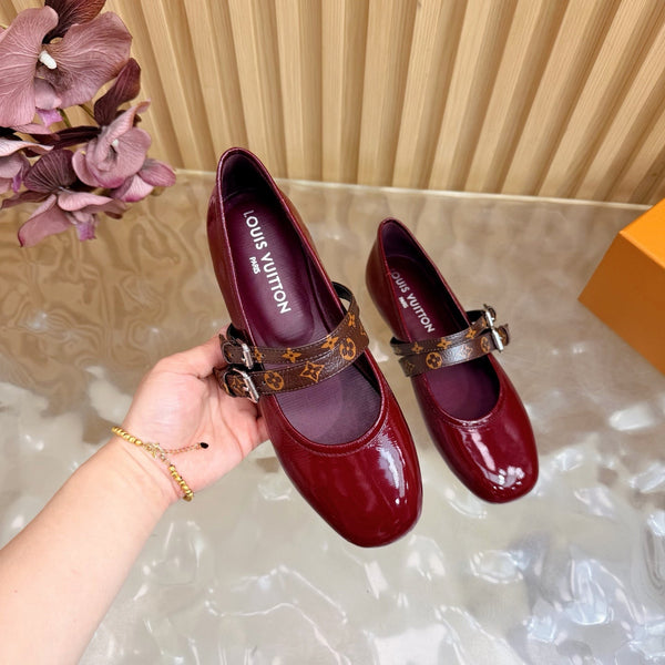 LV Romy Flat Ballerina Bordeaux Red in Patent Leather 703058