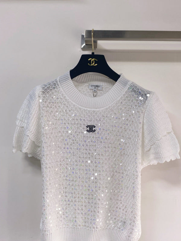 Chanel Short-Sleeve T-Shirt White in Cotton 257156