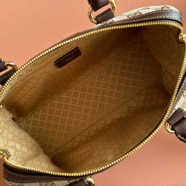 Gucci Ophidia 28 Boston Bag Brown in Canvas 284940