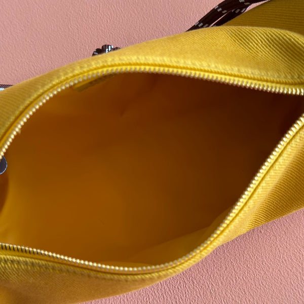 Miu Miu Adventure Nappa Canvas Bucket Bag 22 Yellow in Fabric 285323