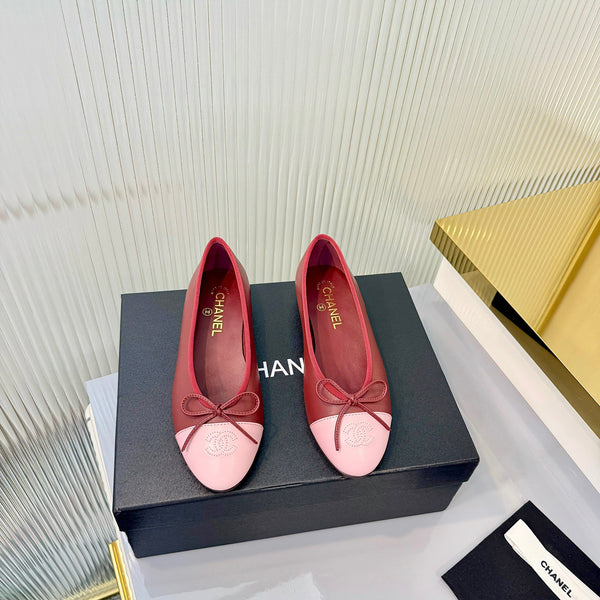 Chanel 2026 Ballet Flat Red Pink Lambskin 714035
