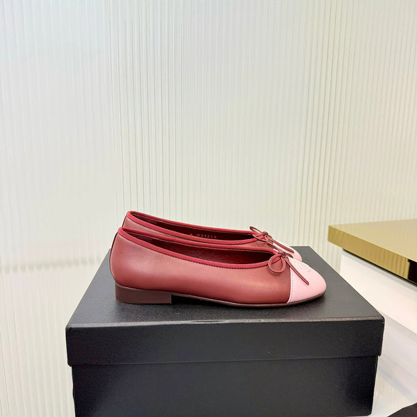 Chanel 2026 Ballet Flat Red Pink Lambskin 714035