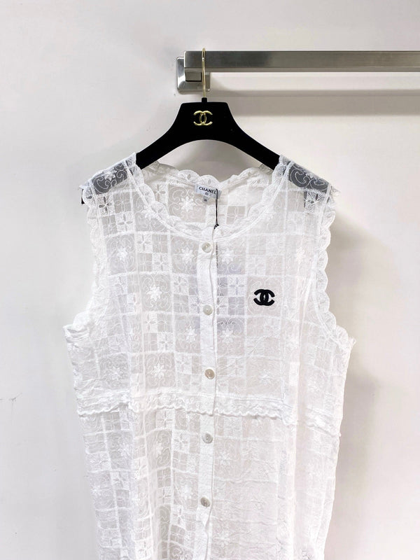 Chanel Vest White in Nitrile Cotton 287128