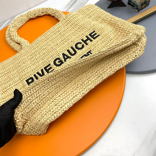 YSL Rive Gauche Tote Bag 38cm Straw Color in Raffia  285698