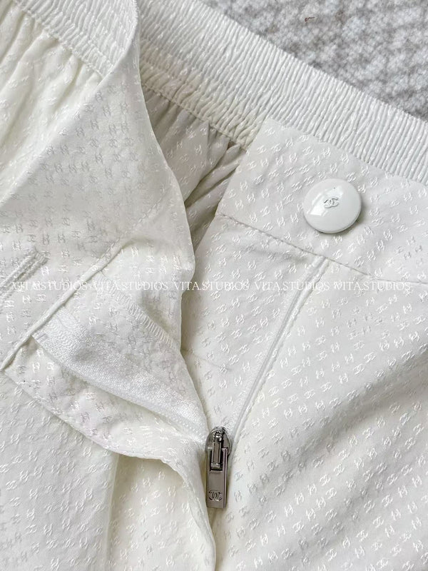 Chanel 26 Fishtail Skirt White in Silk 298864