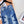 Chanel 26 Double C Logo Straight Leg Pants Blue in Cotton 298254