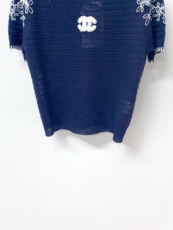 Chanel Short-Sleeve T-Shirt Navy Blue in Wool 305894
