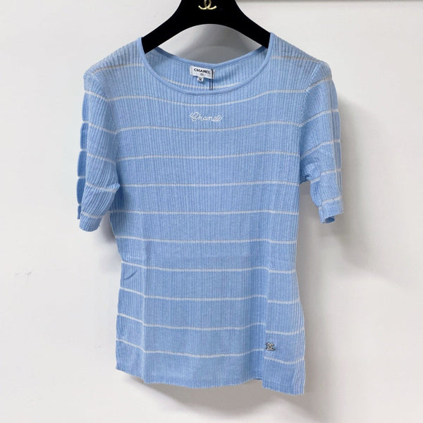 Chanel Short-Sleeve T-Shirt Blue in Wool 305806
