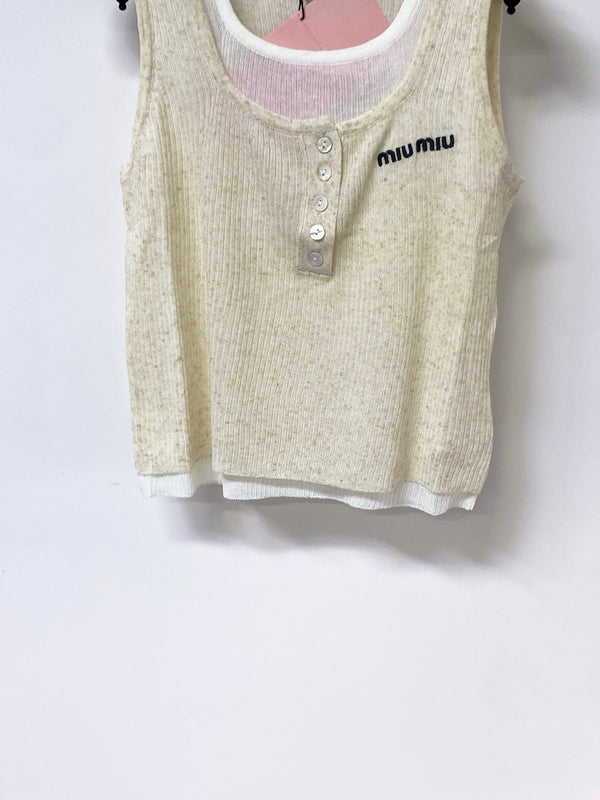 Miu Miu Vest Beige in Wool 305870