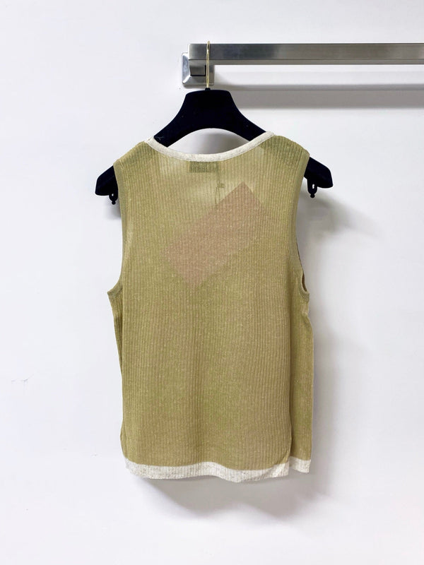 Miu Miu Vest Beige mix Olive Green in Wool 305869