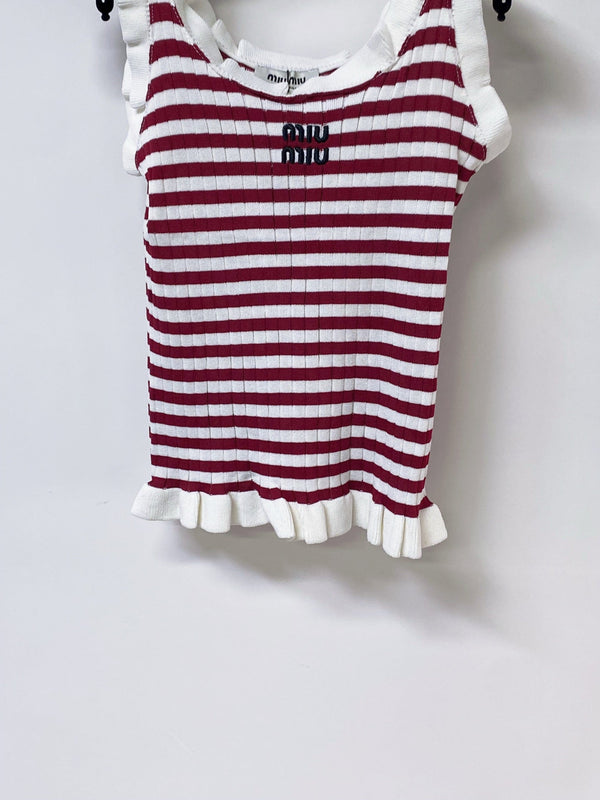 Miu Miu Short-Sleeve T-Shirt Red White in Acrylic 305823