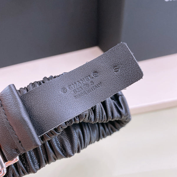 Chanel Rhinestones CC Square Buckle Belt Black  Gold in Calfskin  205357