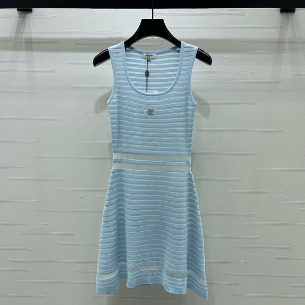 Chanel Vest Dress Blue in Polyester 373117