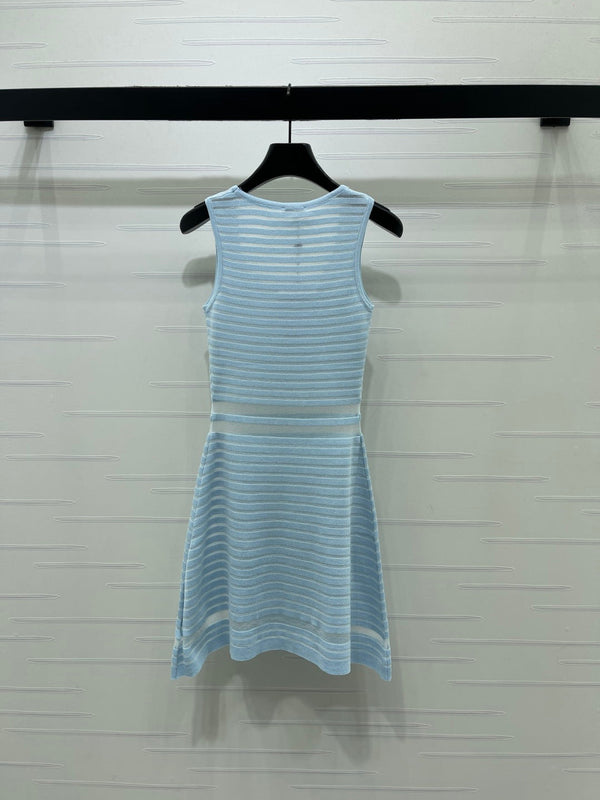 Chanel Vest Dress Blue in Polyester 373117