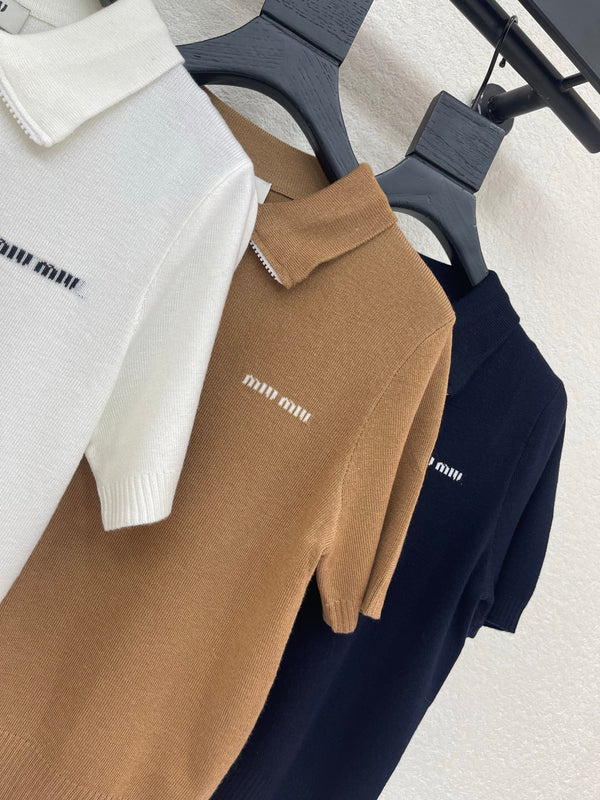 Miu Miu 26 Zip-up Polo Shirt in Wool 370566