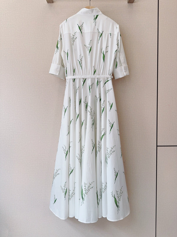 Dior Valley Print Shirt Dress White in Cotton 374089