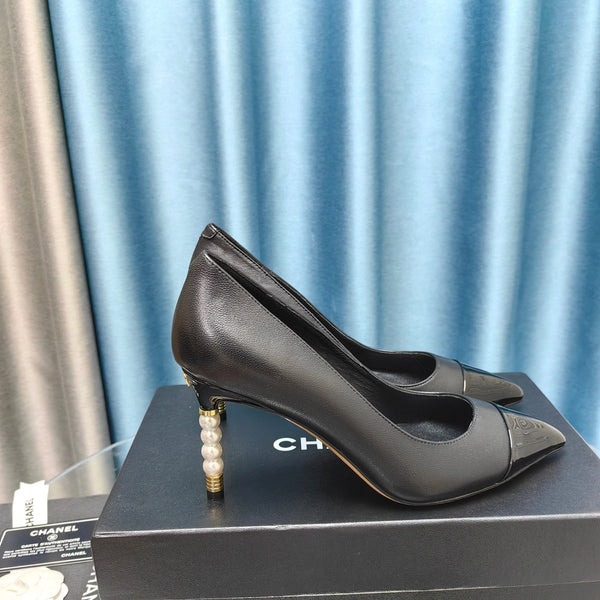 Chanel 26 Pointed Toe 85mm Pearl Black in Cowhide 712803