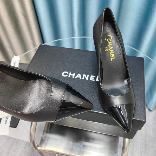 Chanel 26 Pointed Toe 85mm Pearl Black in Cowhide 712803