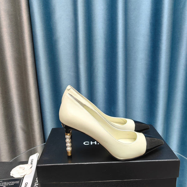 Chanel 26 Pointed Toe 85mm Pearl Ivory in Cowhide 712800