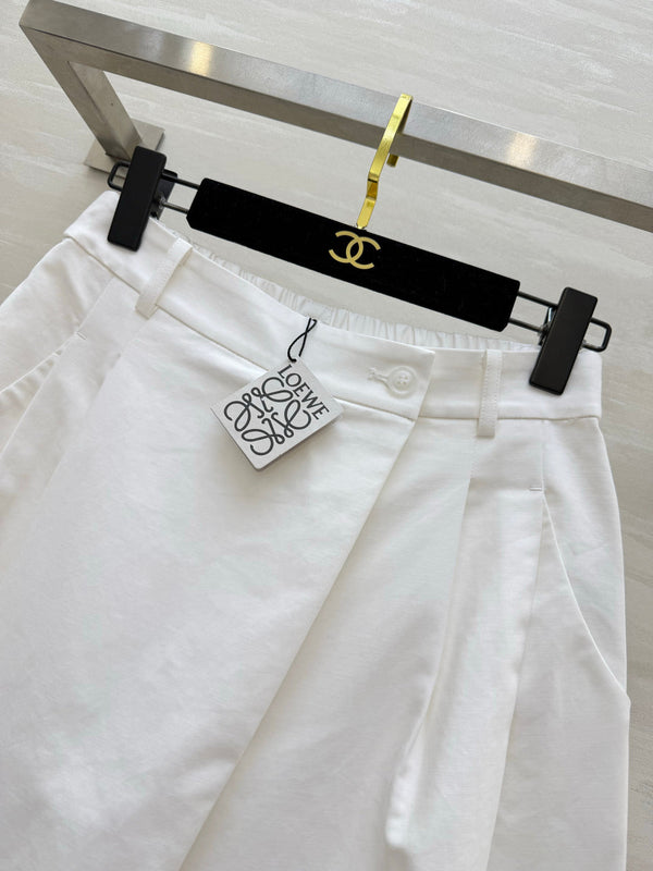 Loewe 26 Wide-Leg Cropped Pants White in Cotton 375597
