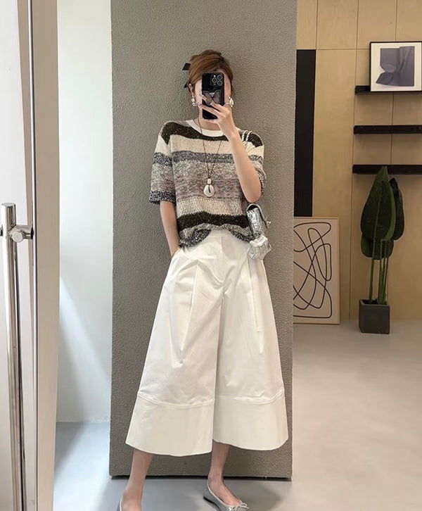 Loewe 26 Wide-Leg Cropped Pants White in Cotton 375597