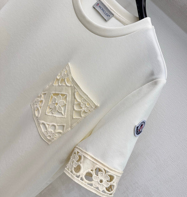 Moncler 26 Lace Patchwork Dress Beige in Cotton 366758