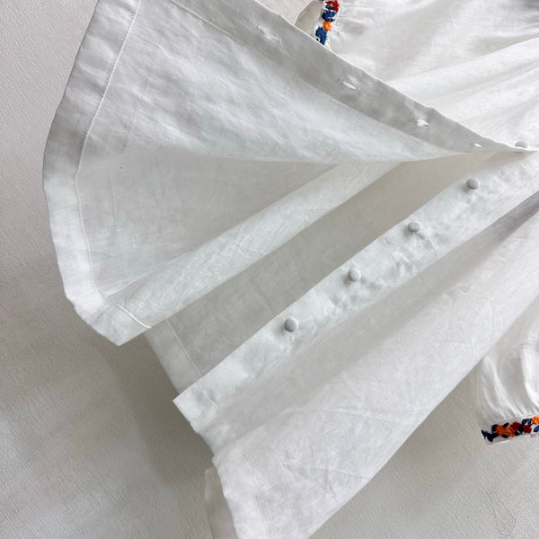 LP 26 Pocket Tie-Front Dress White in Linen 375361
