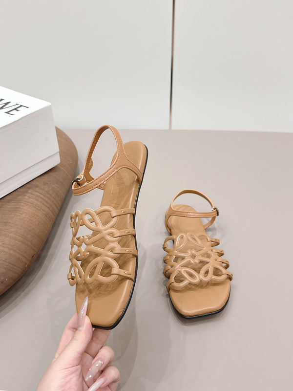 Loewe 26 Sandal Light Camel in Sheepskin 738806