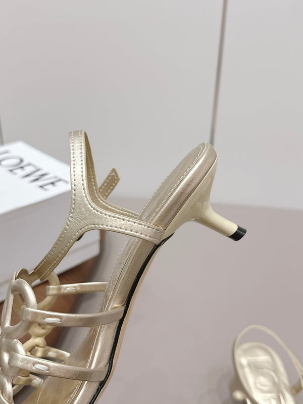 Loewe 26 Sandal 50 Champagne Metallic in Sheepskin 738803