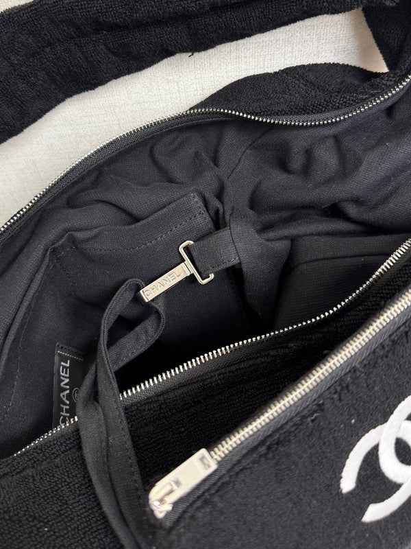 Chanel 2026 Beach Bag 60 Black in Cotton