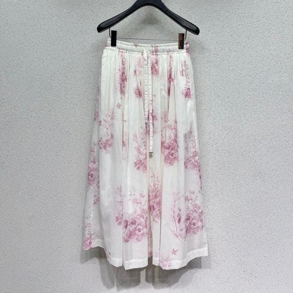 Dior Pink Floral Print Elastic Waist Midi Skirt in Cotton 376601