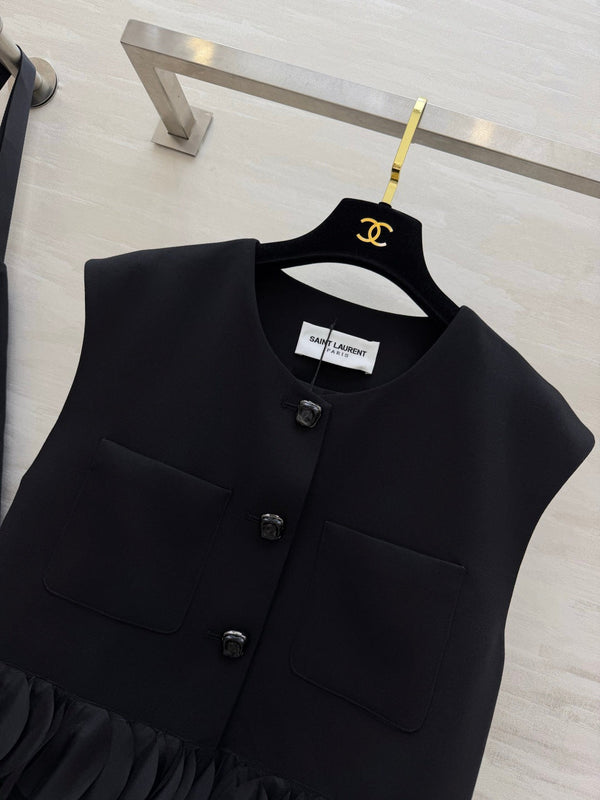 YSL 26 Petal Vest Black in Cotton 377430