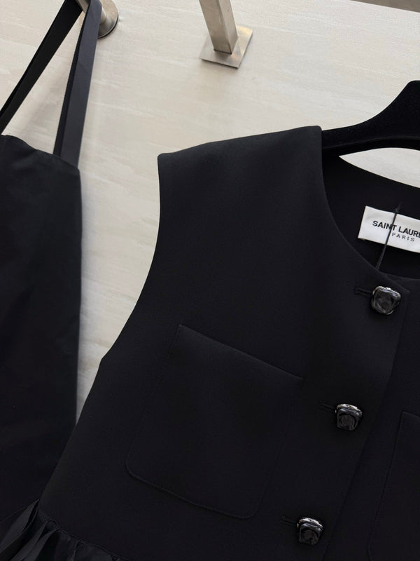 YSL 26 Petal Vest Black in Cotton 377430