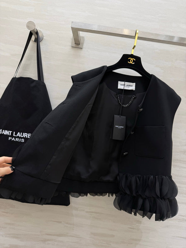 YSL 26 Petal Vest Black in Cotton 377430